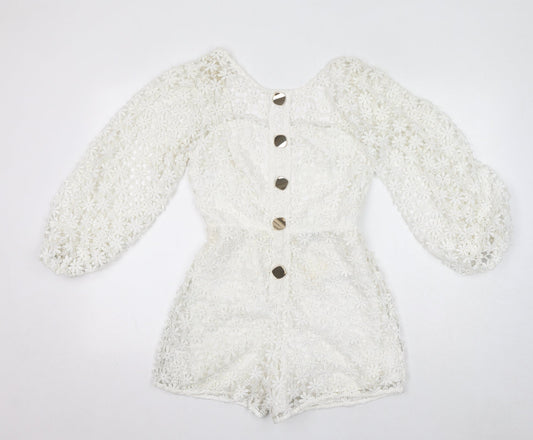 Womens UK Size 8 ASOS One-Piece White Playsuit