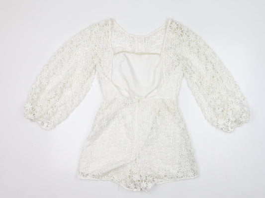 Womens UK Size 8 ASOS One-Piece White Playsuit
