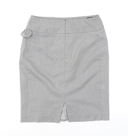Miss Selfridge Womens Grey Geometric Polyester A-Line Skirt Size 8 Zip