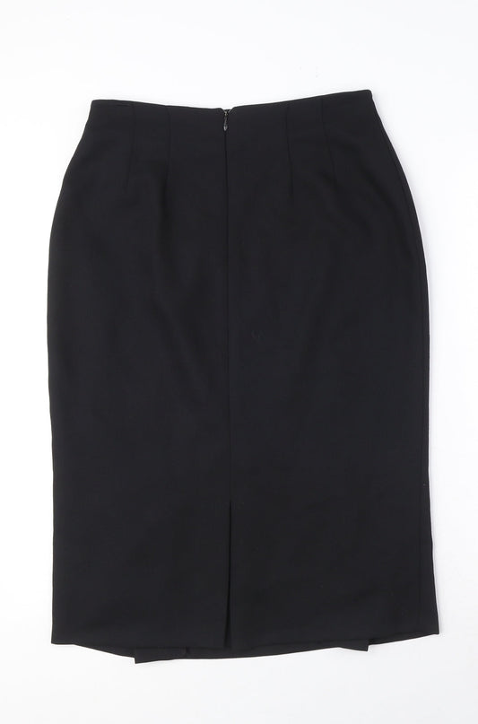 Marks and Spencer Womens Black Polyester A-Line Skirt Size 14 Zip