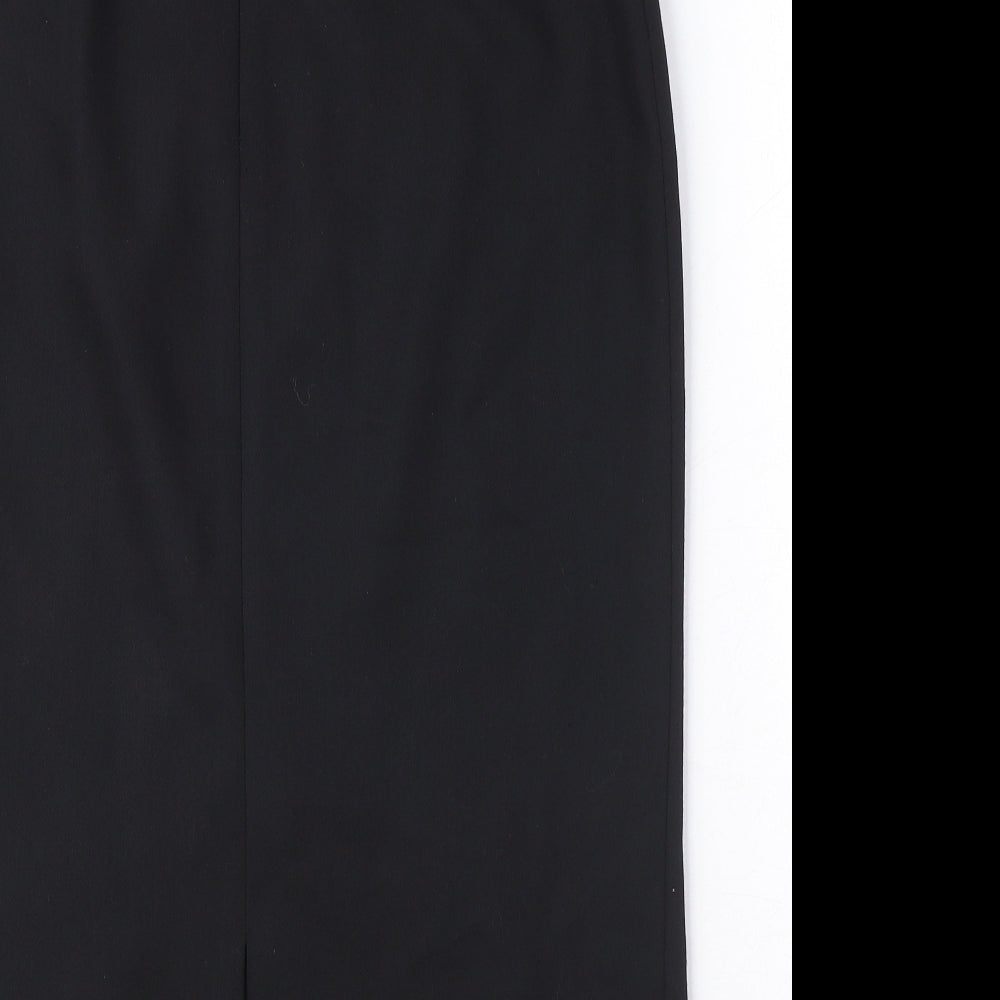 Marks and Spencer Womens Black Polyester A-Line Skirt Size 14 Zip