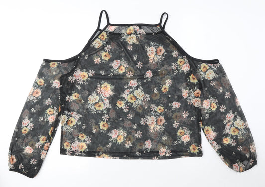 Womens UK Size 10 New Look Black Basic Blouse