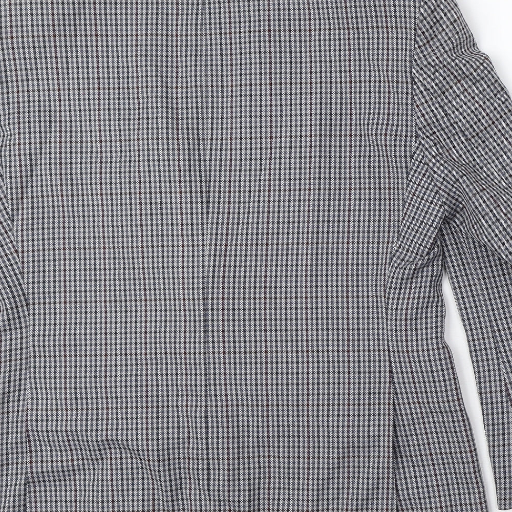 St Michael Womens Grey Plaid Wool Jacket Blazer Size L