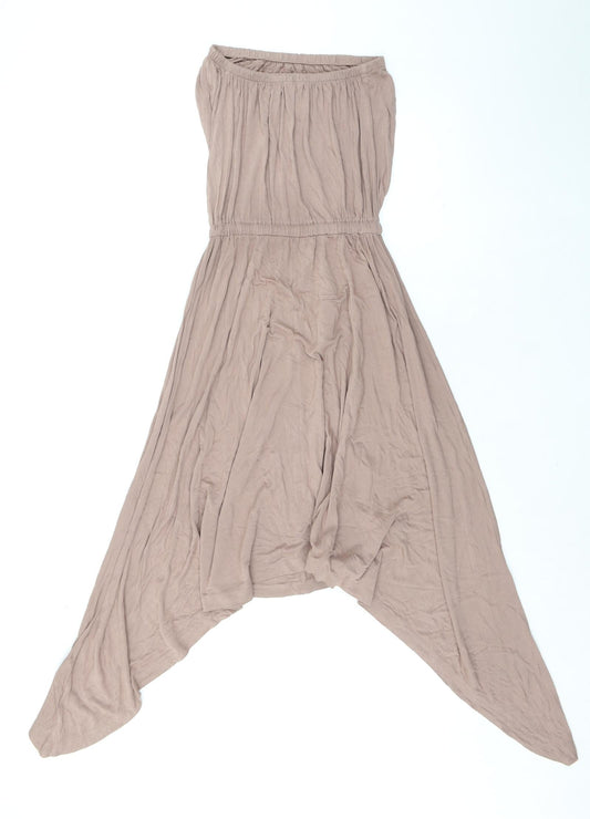 Monsoon Womens Beige Viscose Fit & Flare Size S Off the Shoulder Tie