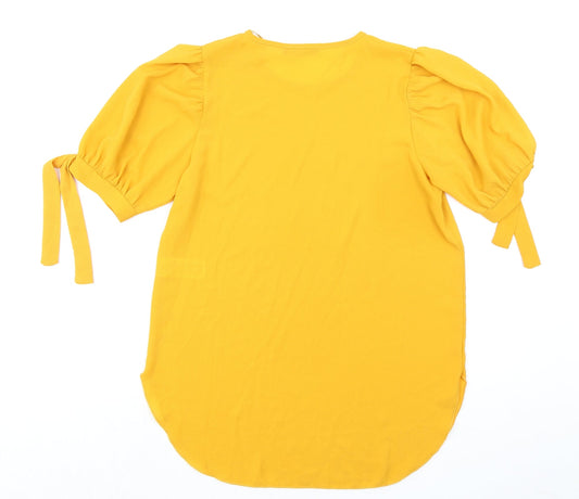 Quiz Womens Yellow Polyester Basic T-Shirt Size 10 Round Neck