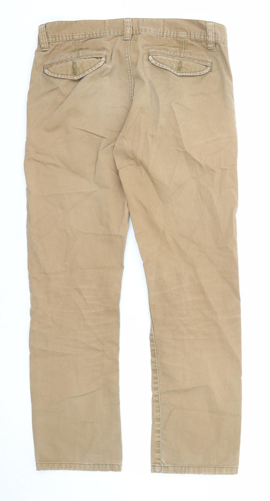 Red Herring Mens Beige Cotton Trousers Size 30 in L29 in Regular Zip