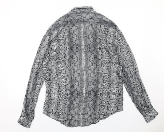 Womens UK Size M Zara Grey Basic Button-Up