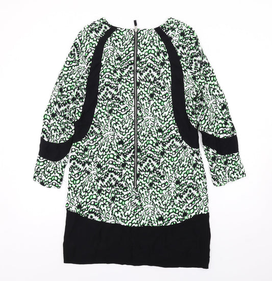 French Connection Womens Multicoloured Geometric Viscose A-Line Size 10 Boat Neck Zip