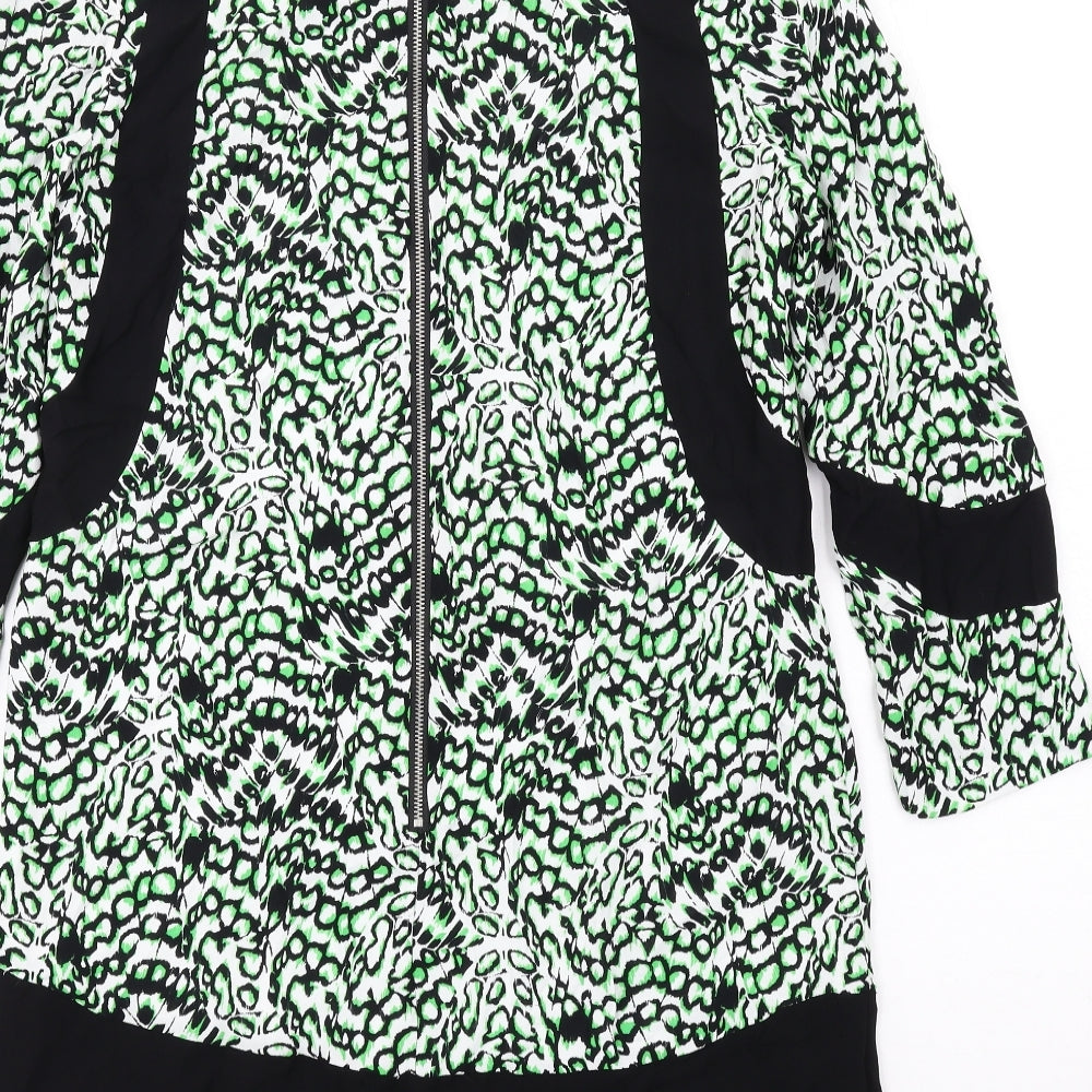 French Connection Womens Multicoloured Geometric Viscose A-Line Size 10 Boat Neck Zip