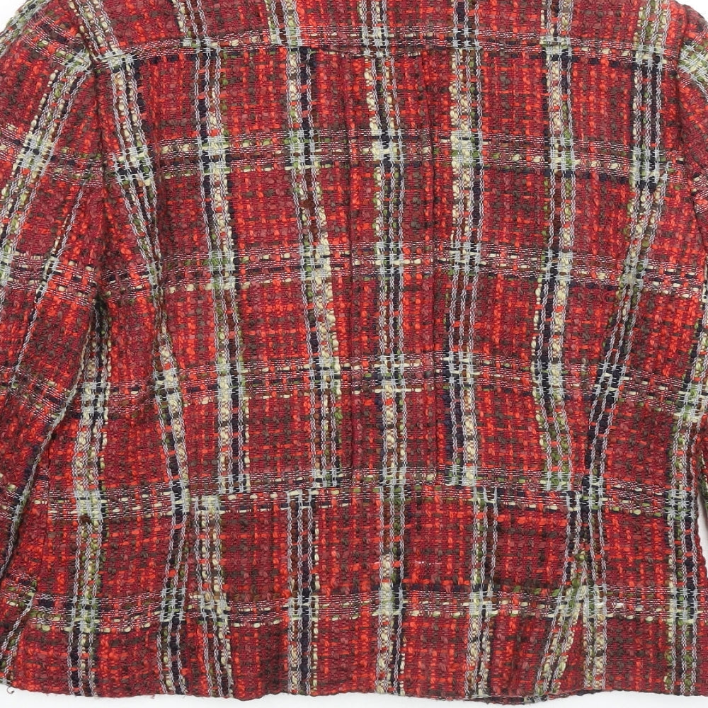 Just B Womens Red Geometric Jacket Size 16 Button