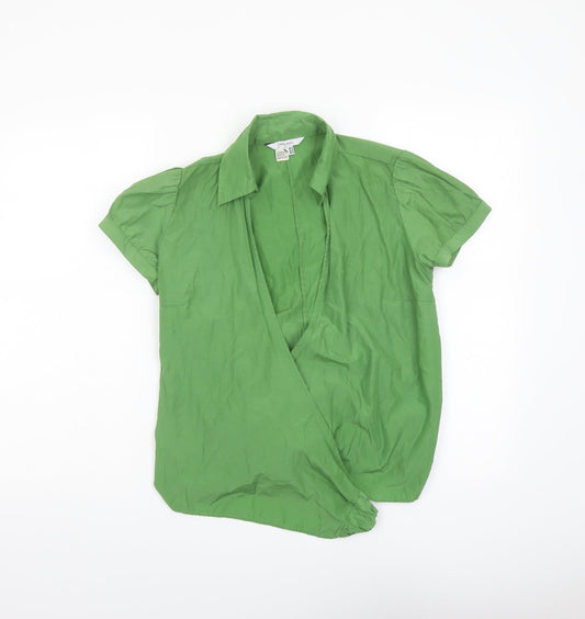 Womens UK Size M Zara Green Wrap Blouse