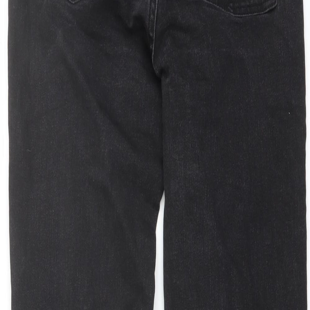 Denim & Co. Womens Grey Cotton Straight Jeans Size 4 L28 in Regular Button