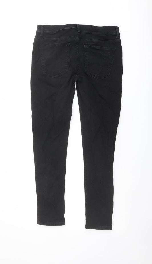 Denim & Co. Mens Black Cotton Straight Jeans Size 32 in L30 in Regular Button