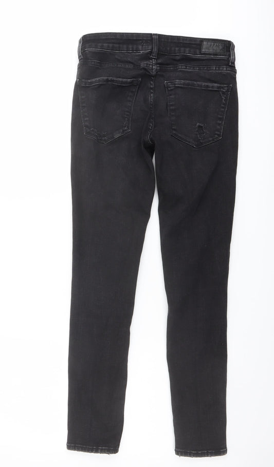 Zara Womens Grey Cotton Skinny Jeans Size 8 L28 in Regular Button