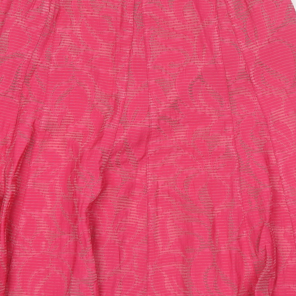 Classic Womens Pink Geometric Viscose Swing Skirt Size 12 Zip
