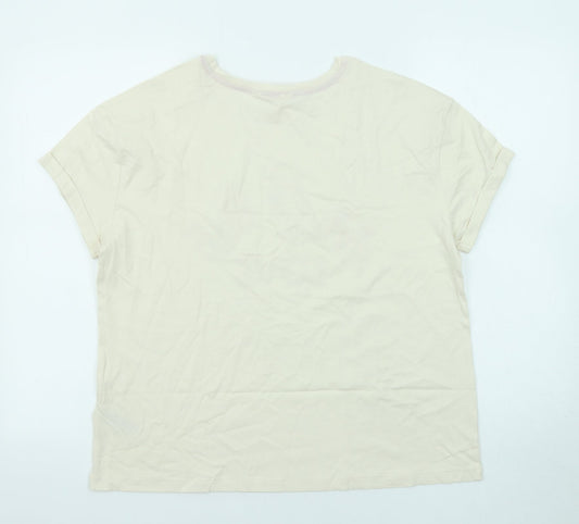 Womens UK Size M Marks and Spencer Beige Basic T-Shirt