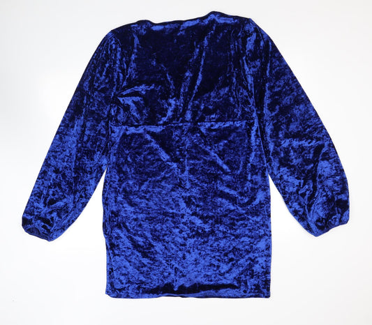 ASOS Womens Blue Polyester Mini Size 18 V-Neck Button