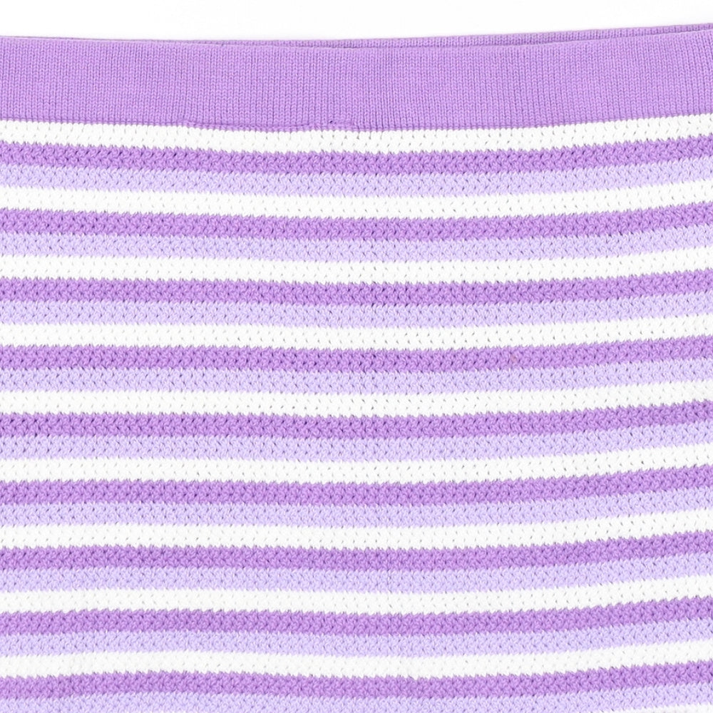 Divided by H&M Womens Purple Striped Cotton Bandage Skirt Size M