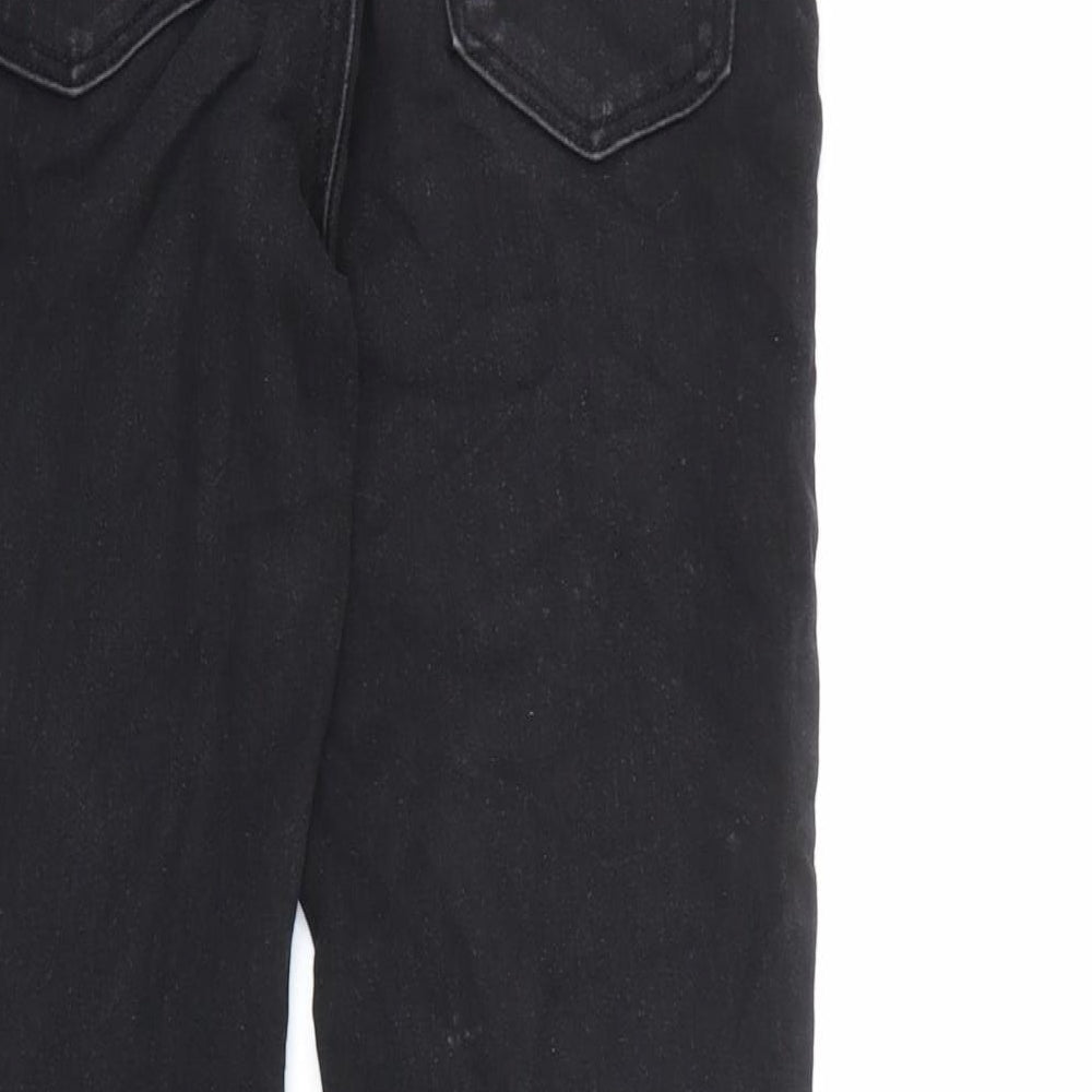 Brand and care label for Denim & Co. women’s black cotton skinny jeans, size UK 8, 32-inch leg regular zip