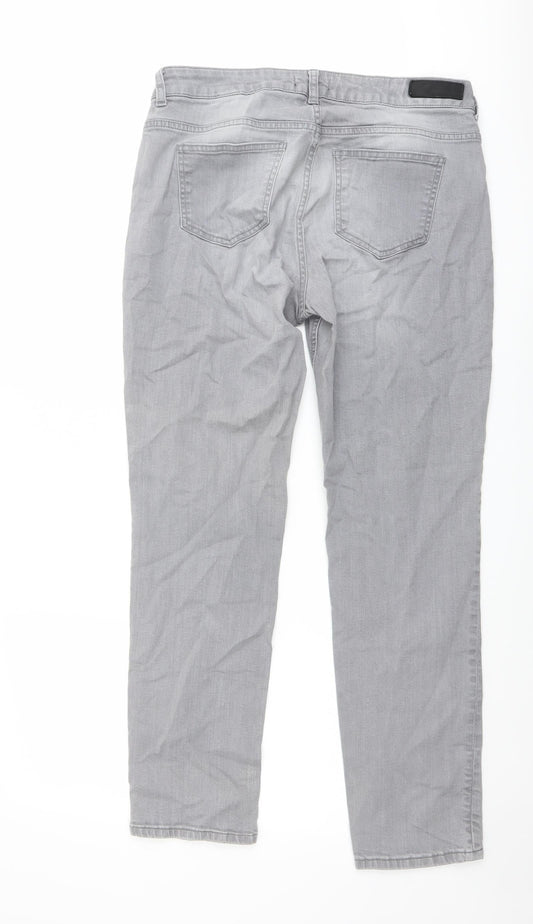 Autograph Womens Grey Cotton Skinny Jeans Size 14 L29 in Regular Zip