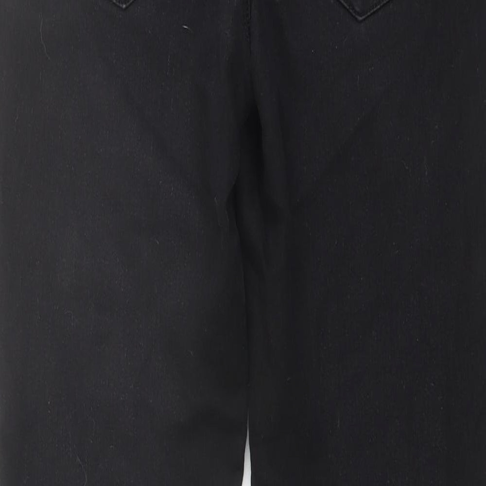 Denim & Co. Womens Black Cotton Straight Jeans Size 12 L26 in Regular Button