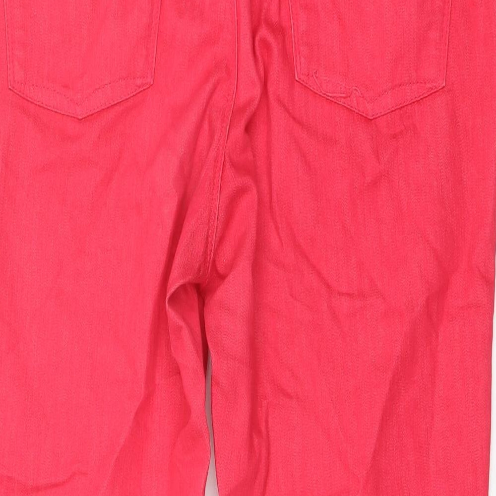 Per Una Womens Pink Cotton Straight Jeans Size 14 L23 in Regular Button