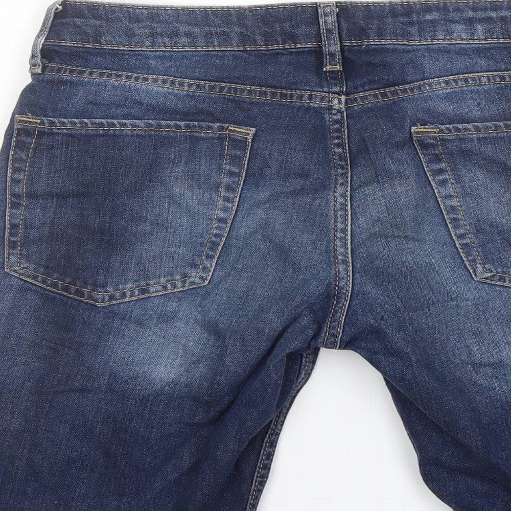 Topman Mens Blue Cotton Bermuda Shorts Size 28 in L9 in Regular Button