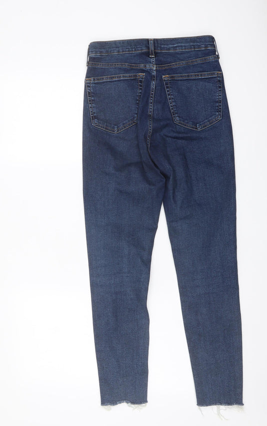 Topshop Womens Blue Cotton Skinny Jeans Size 28 in L27 in Regular Button