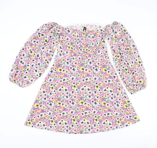 Divided by H&M Womens Multicoloured Floral Polyester Ball Gown Size S Off the Shoulder Pullover