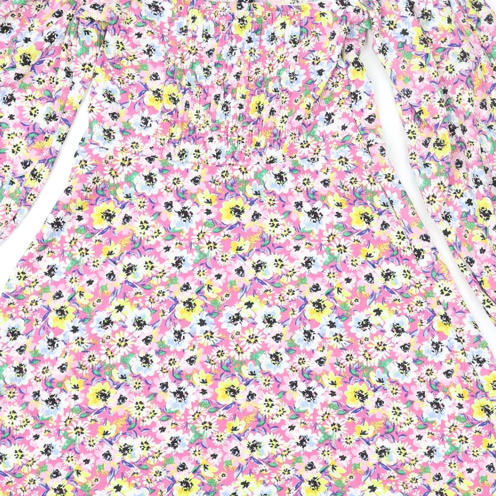 Divided by H&M Womens Multicoloured Floral Polyester Ball Gown Size S Off the Shoulder Pullover