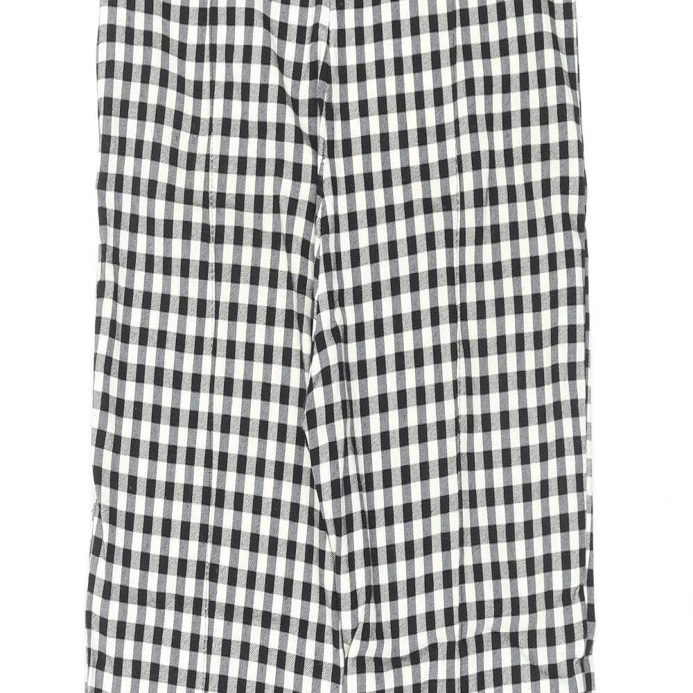 Bershka Womens Black Plaid Viscose Trousers Size S L25 in Regular