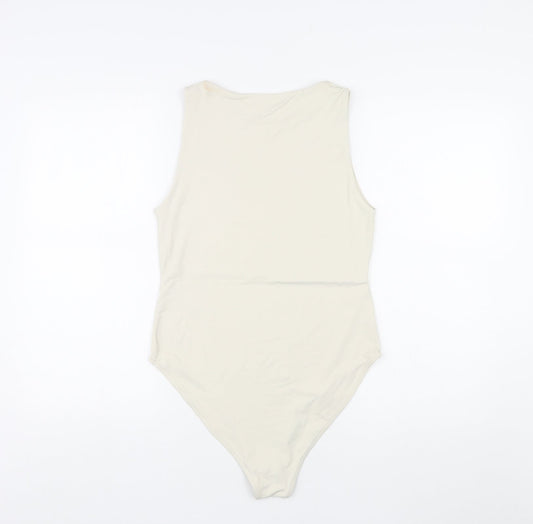 Marks and Spencer Womens Ivory Polyamide Bodysuit One-Piece Size 10 Snap