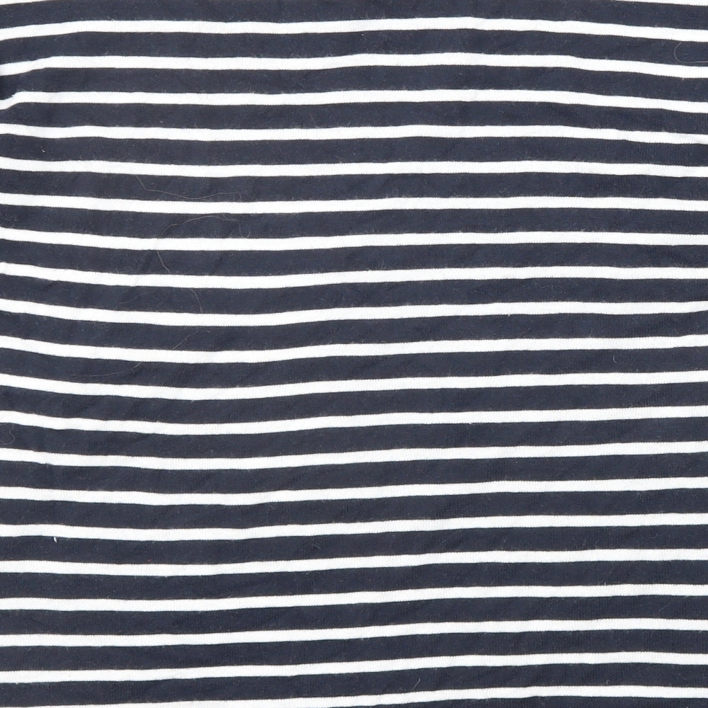 Autograph Girls Blue Round Neck Striped Cotton Pullover Jumper Size 15-16 Years Button