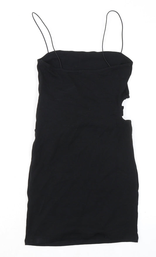 Zara Womens Black Polyester Bodycon Size M Square Neck Pullover