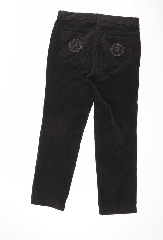 Steilmann Womens Brown Cotton Capri Trousers Size 14 L28.5 in Regular Zip