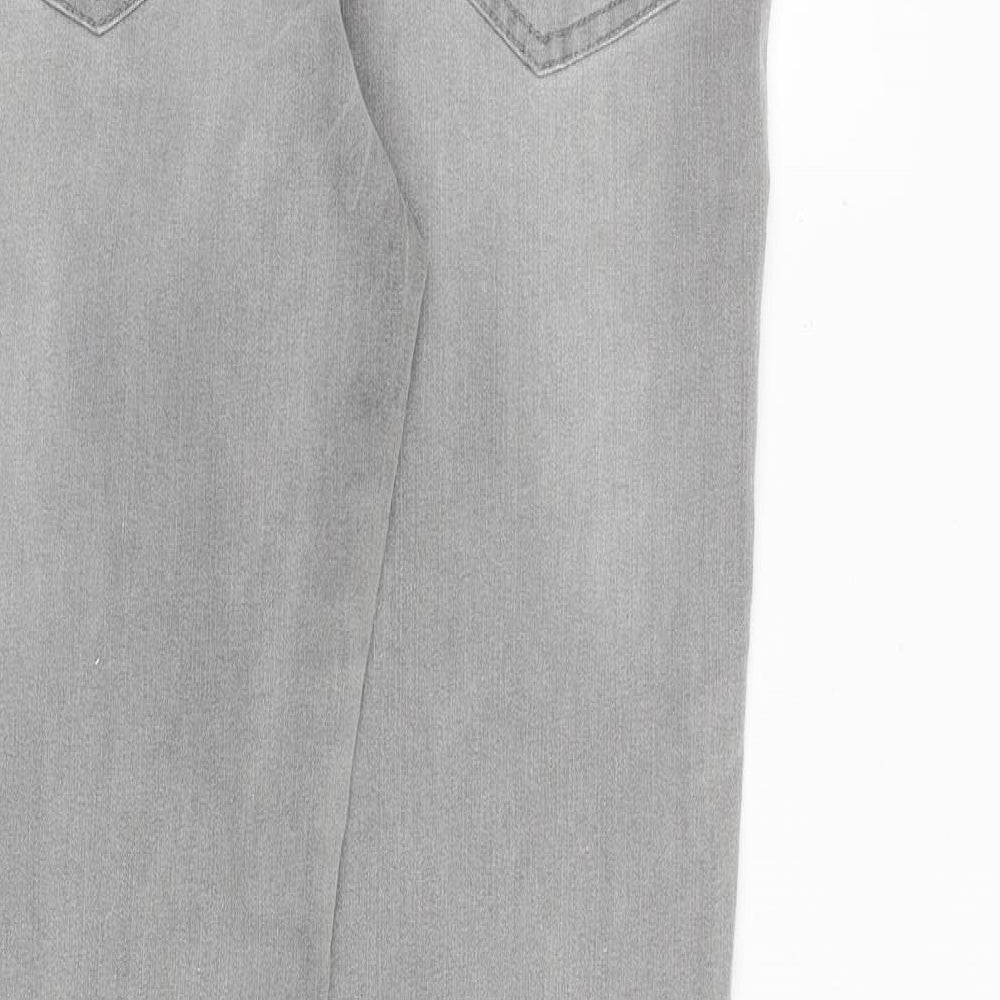 Denim & Co. Womens Grey Cotton Straight Jeans Size 8 L29 in Regular Zip