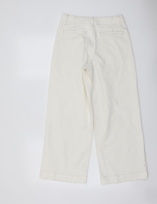 Zara Womens Ivory Cotton Bootcut Jeans Size 6 L25 in Regular Button
