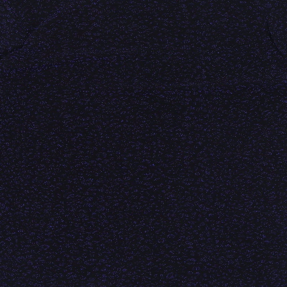 EWM Womens Blue Nylon Basic T-Shirt Size M Round Neck