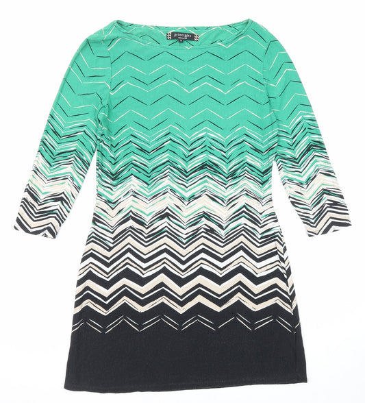 Additional front view of Principles women’s multicoloured geometric viscose a-line, size UK 12, round neck pullover