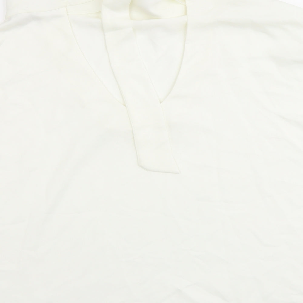 Womens UK Size L Zara Ivory Basic T-Shirt
