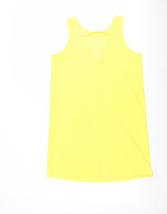 Mango Womens Yellow Polyester A-Line Size L Crew Neck Pullover