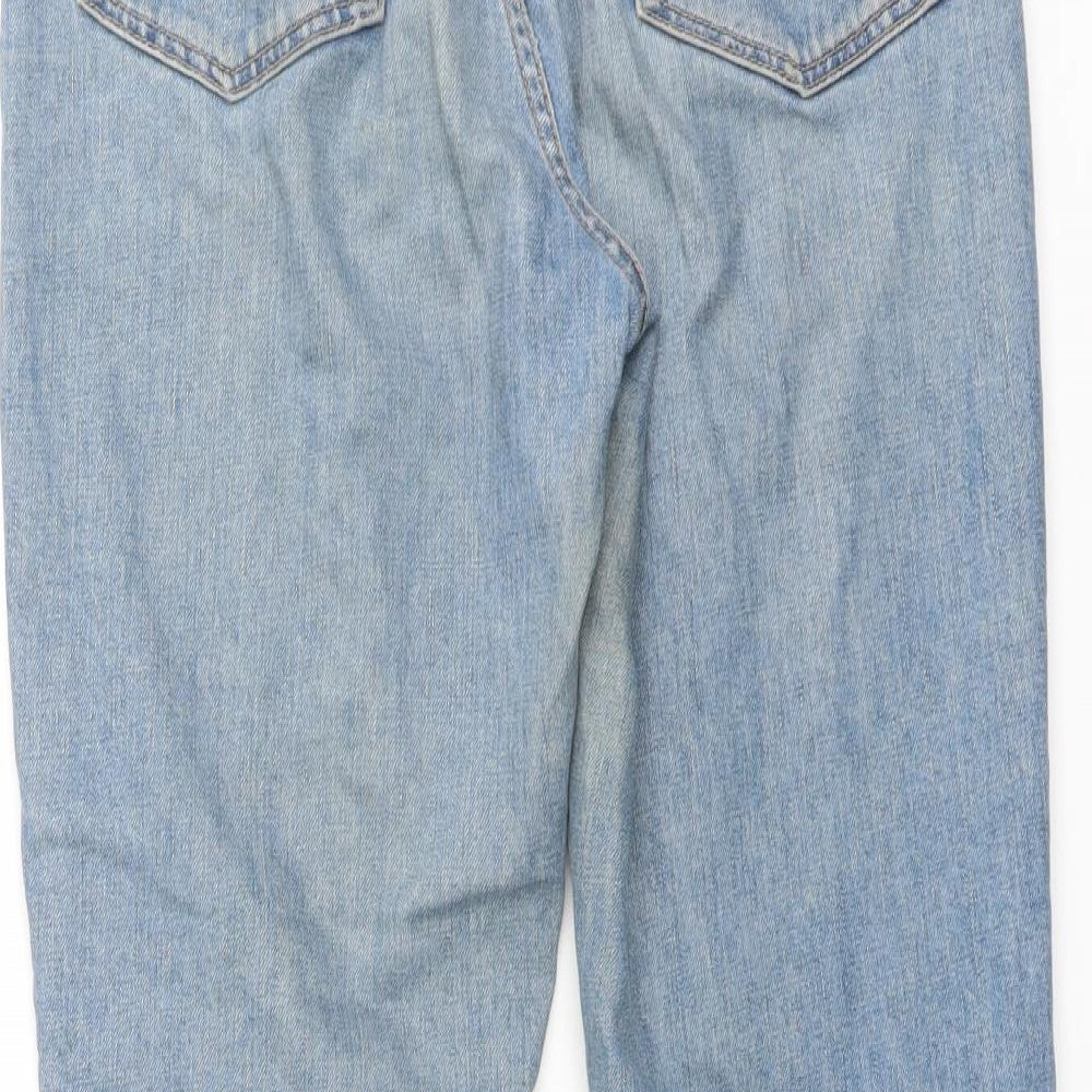 Topshop Womens Blue Cotton Straight Jeans Size 28 in L24 in Regular Button