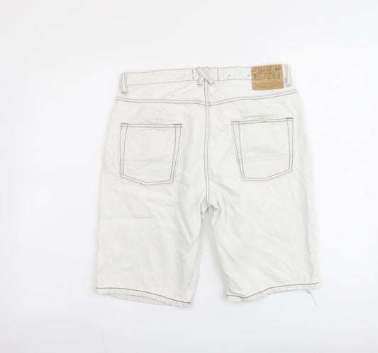 Springfield Mens White Cotton Bermuda Shorts Size 30 in L10 in Regular Button