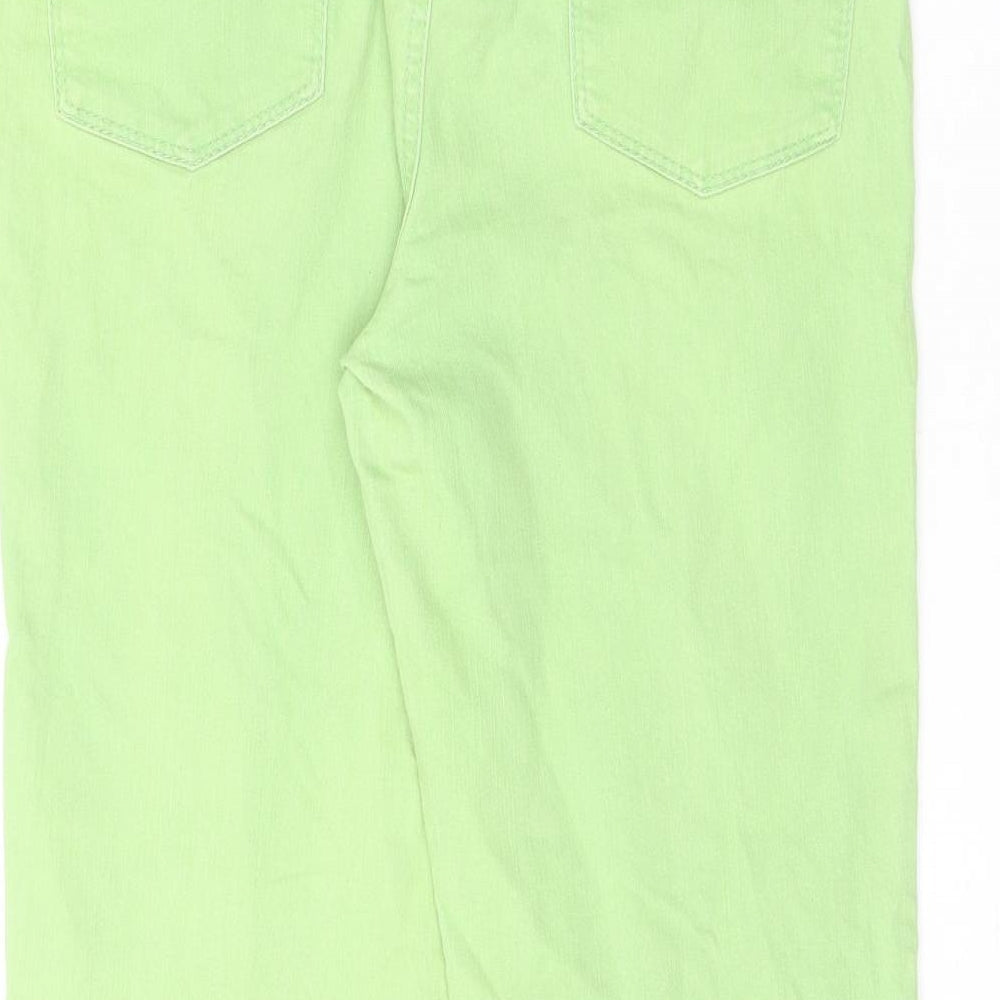 Marks and Spencer Womens Green Cotton Straight Jeans Size 12 L21.5 in Regular Zip