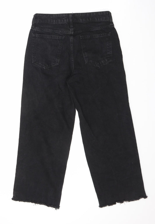 George Womens Black Cotton Straight Jeans Size 8 L24 in Regular Button