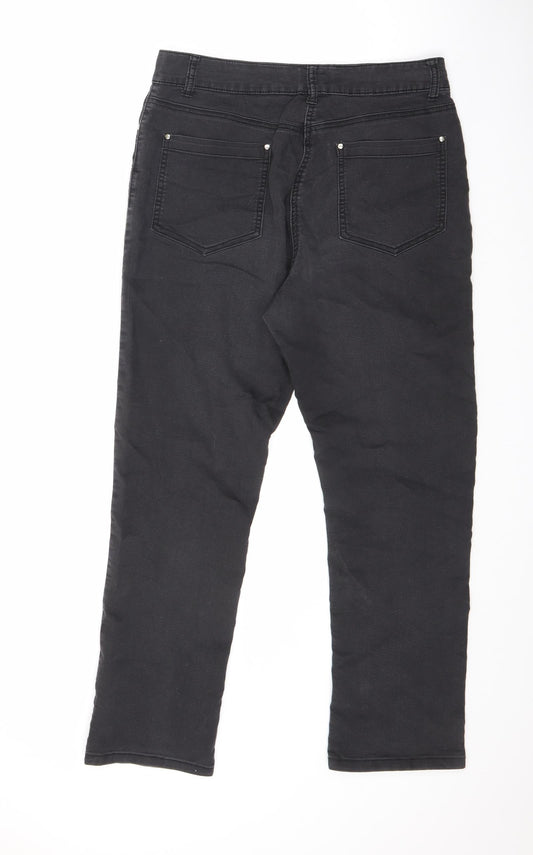 DASH Womens Black Cotton Straight Jeans Size 31 in L28 in Regular Zip