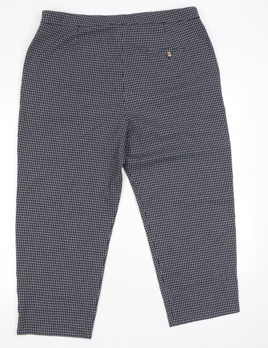 Marks and Spencer Womens Blue Plaid Polyester Trousers Size 12 L24 in Regular Zip