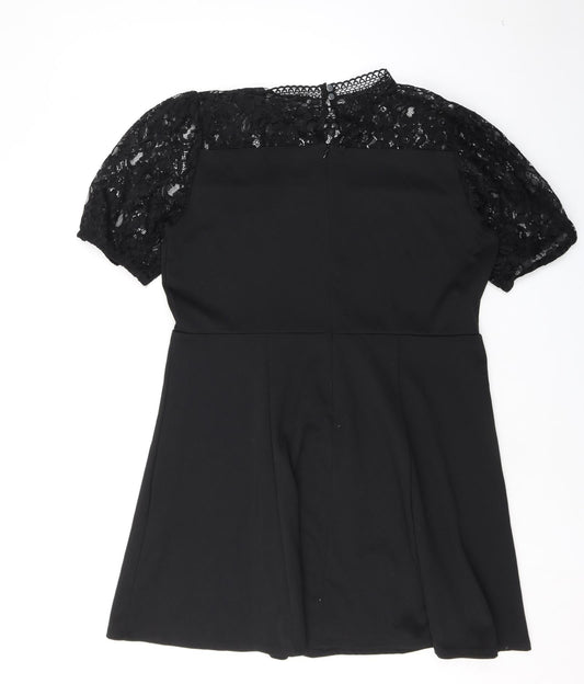 Oasis Womens Black Polyester Mini Size XL Round Neck Zip