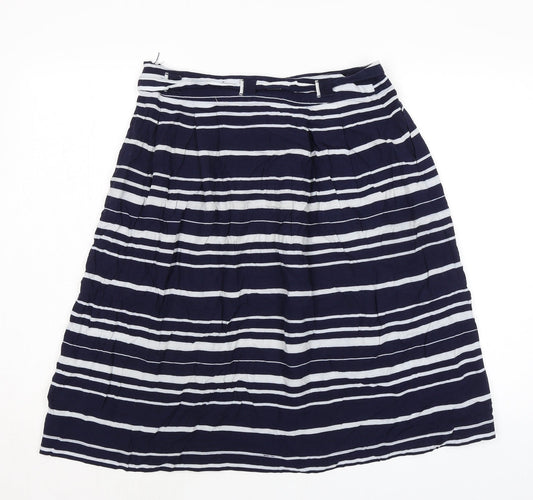 Gap Womens Blue Striped Viscose A-Line Skirt Size 10 Zip