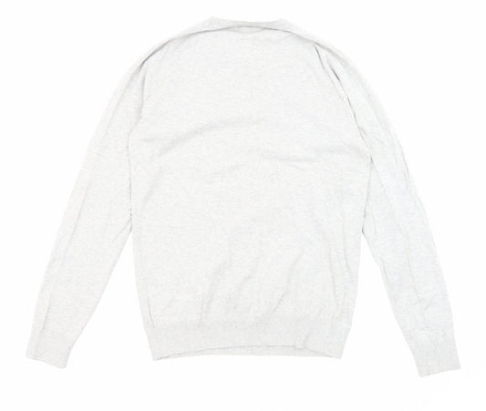 NEXT Mens Grey Round Neck Cotton Pullover Jumper Size S Long Sleeve